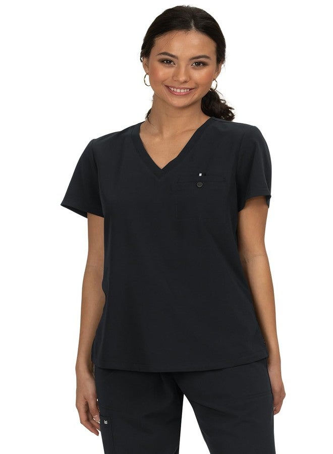 KOI Next Gen Ready to Work Women's 1-Pocket Tuck-in Scrub Top Black Large